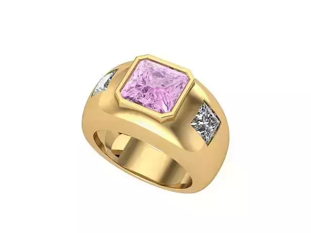Pink Stone Golden Ring