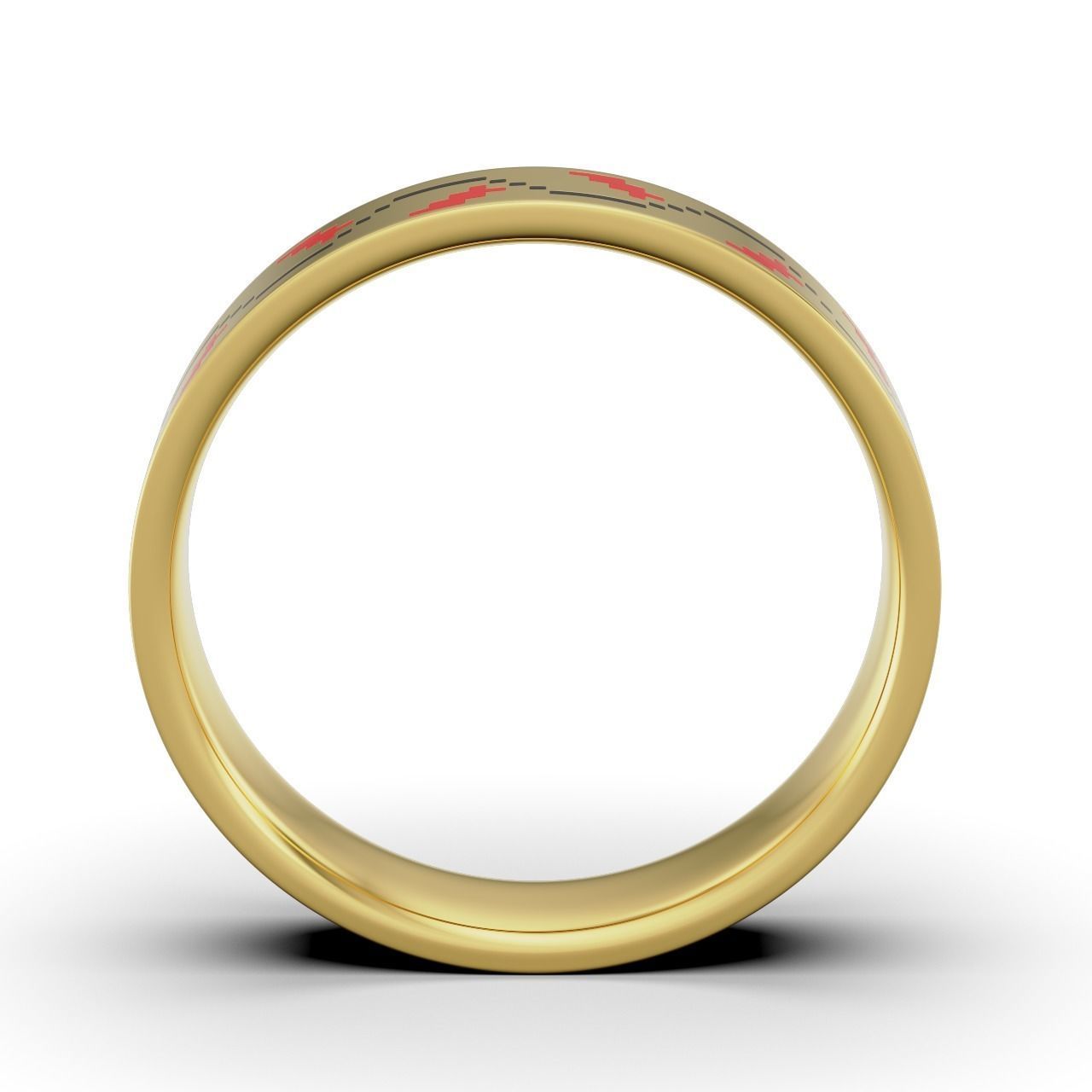 Ring Ukrainian embroidered Wavy lines  RSize 7 USA 3D print model_4