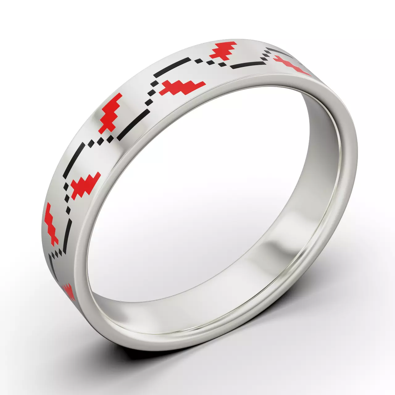 Ring Ukrainian embroidered Wavy lines  RSize 7 USA 3D print model_0