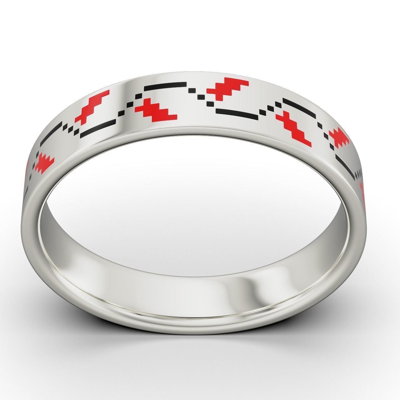 Ring Ukrainian embroidered Wavy lines  RSize 7 USA 3D print model_1