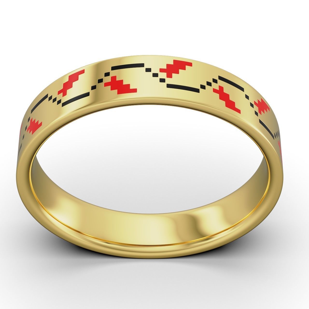 Ring Ukrainian embroidered Wavy lines  RSize 7 USA 3D print model_6