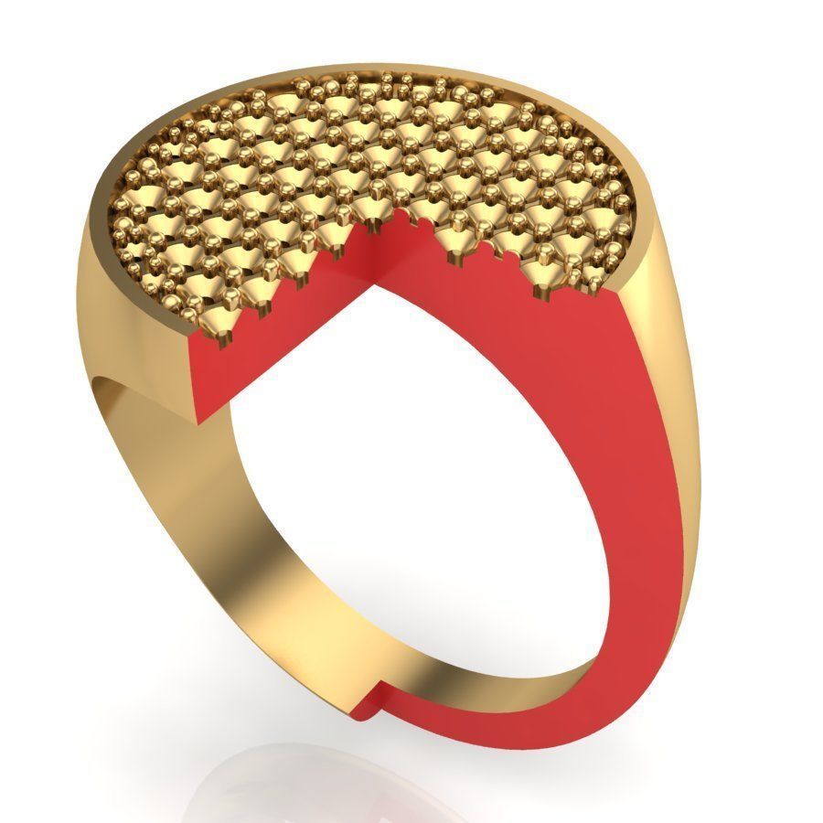 Signet rings set ROUND top 3D print model_8