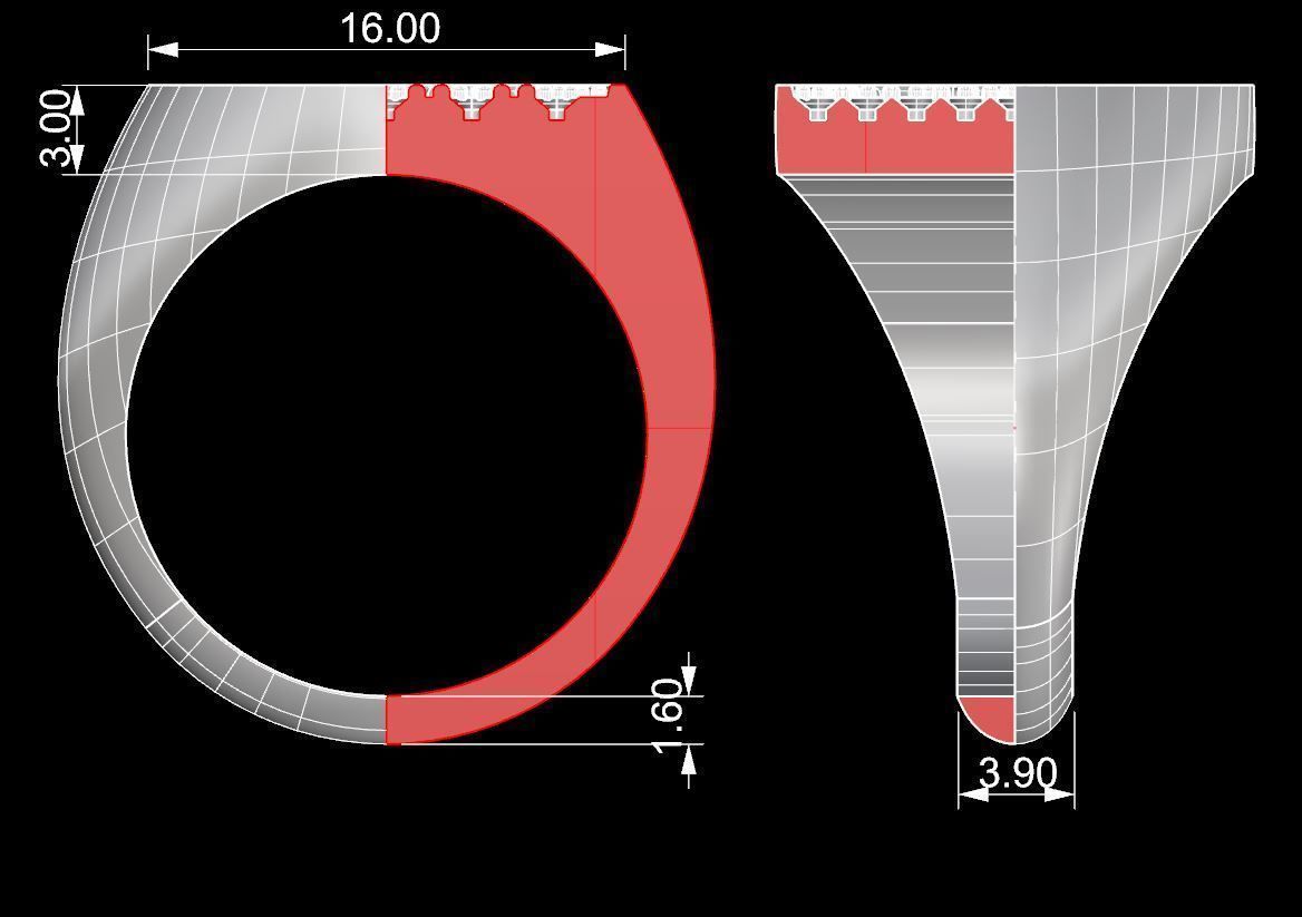 Signet rings set ROUND top 3D print model_11
