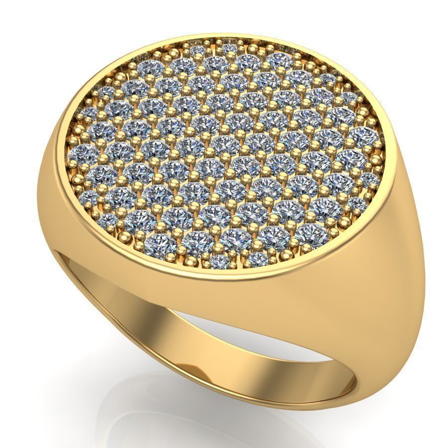 Signet rings set ROUND top 3D print model_4