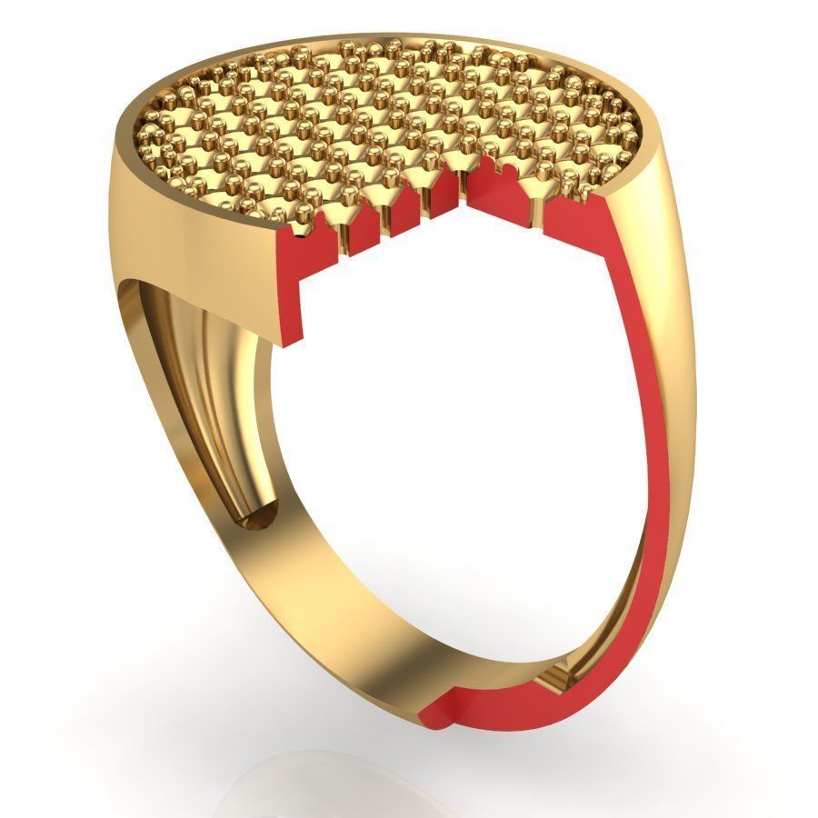 Signet rings set ROUND top 3D print model_10