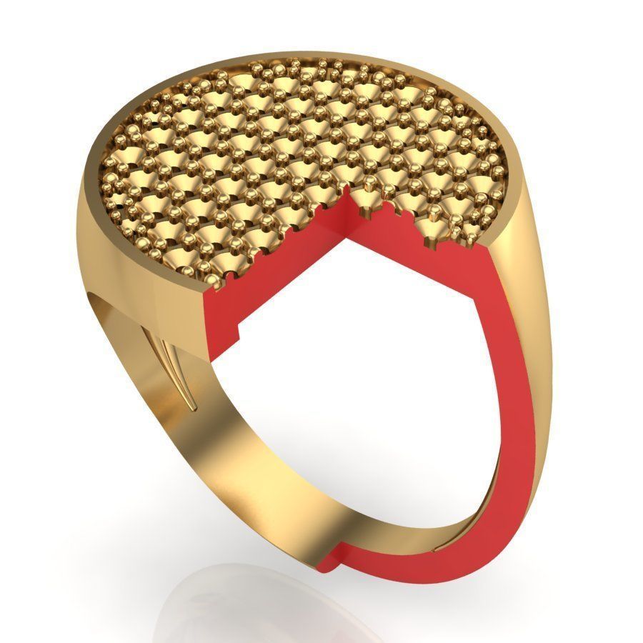 Signet rings set ROUND top 3D print model_9