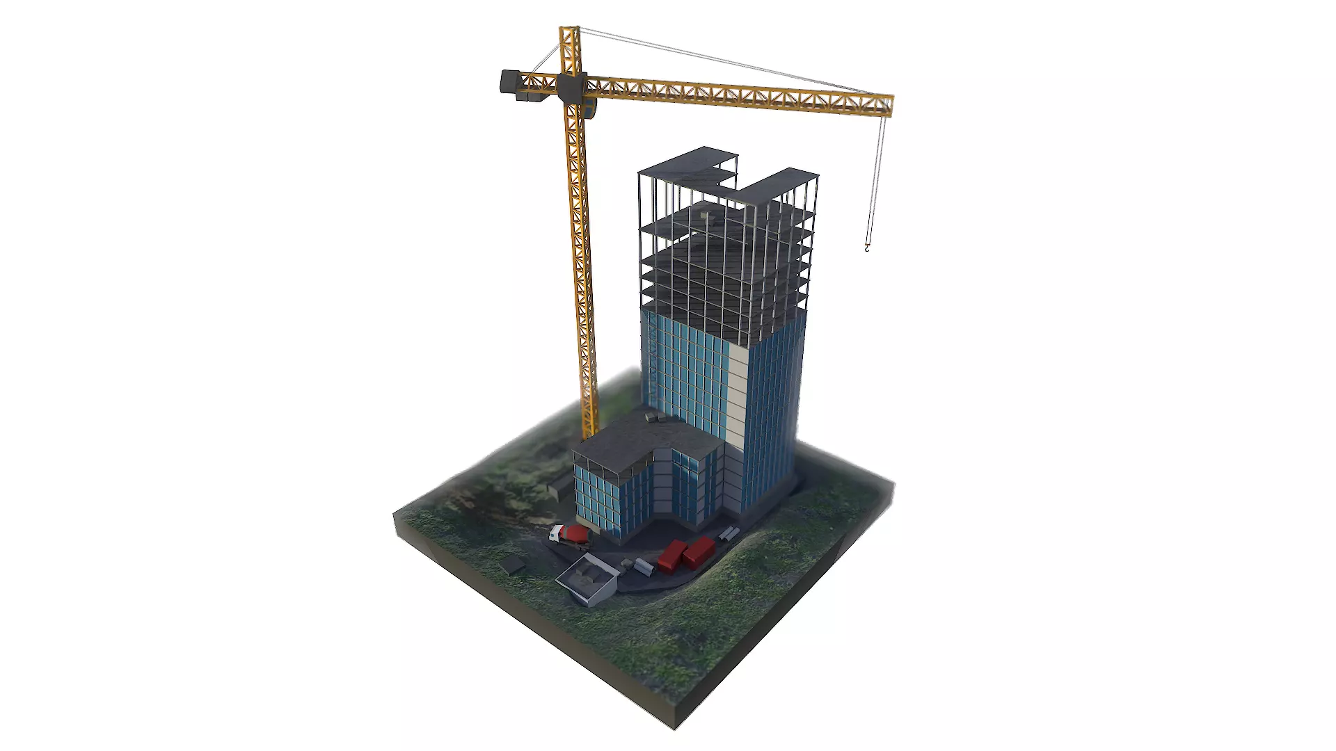 Building Under Construction Low-poly 3D model_0