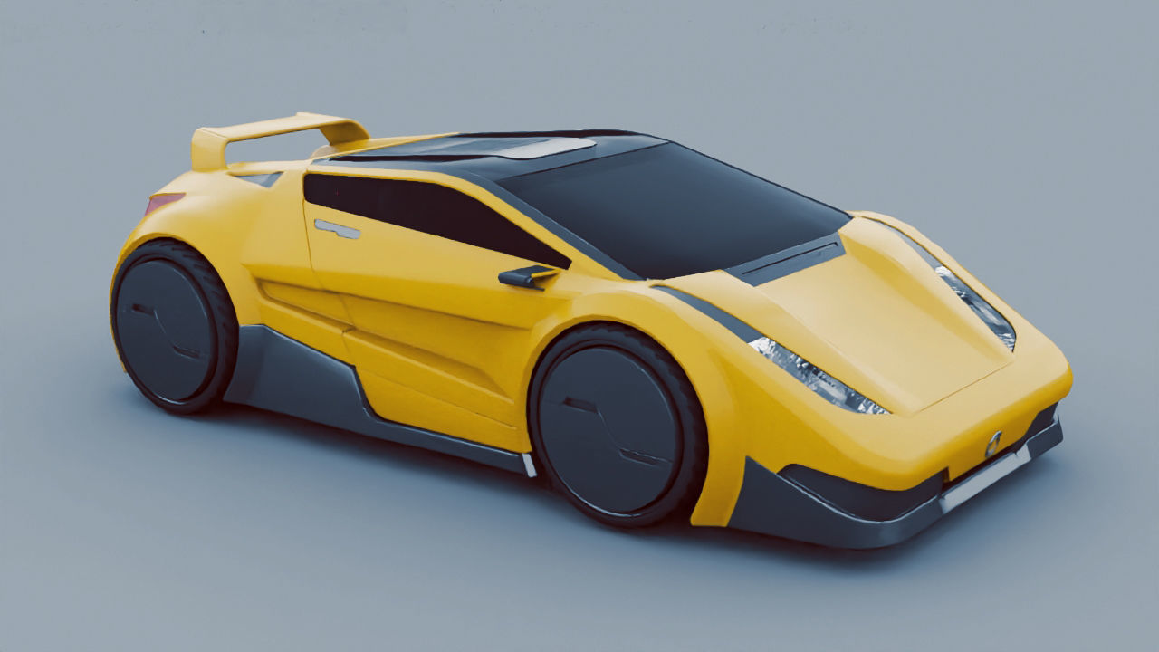 Super car  rigged vehicle 3D model_5