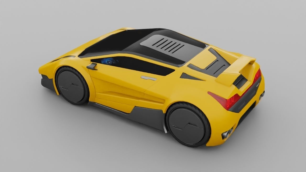 Super car  rigged vehicle 3D model_1