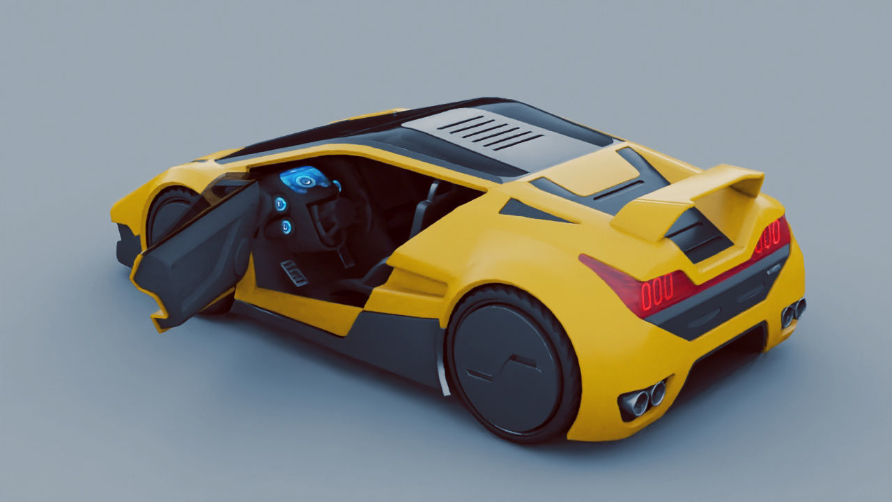 Super car  rigged vehicle 3D model_8