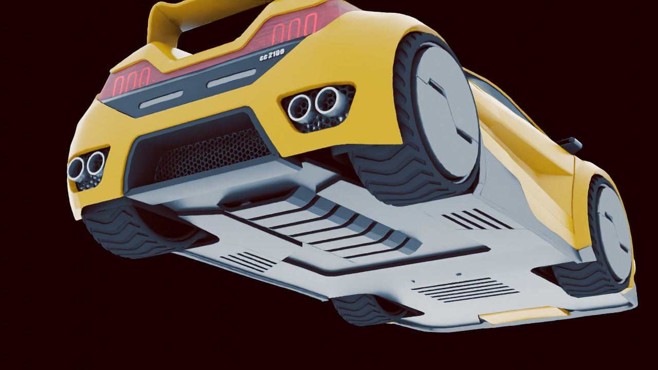 Super car  rigged vehicle 3D model_15