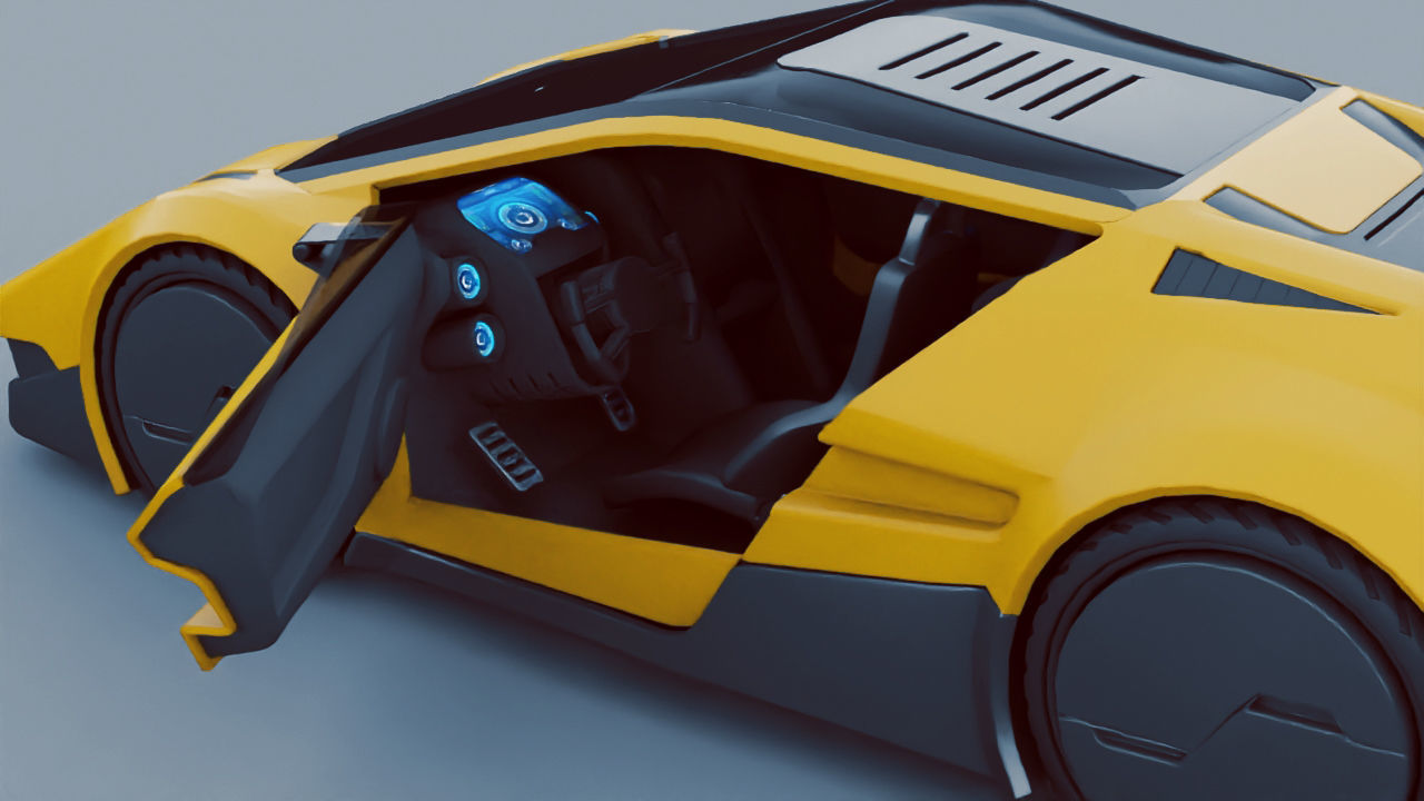 Super car  rigged vehicle 3D model_13