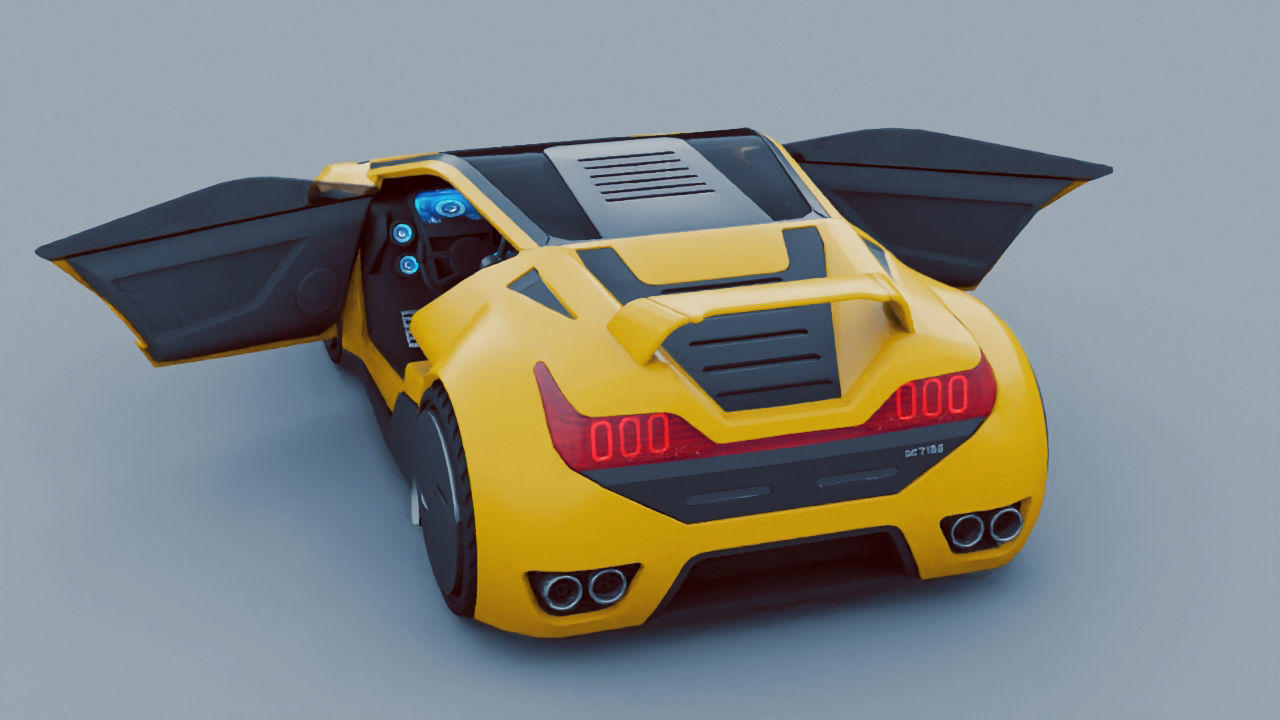 Super car  rigged vehicle 3D model_9