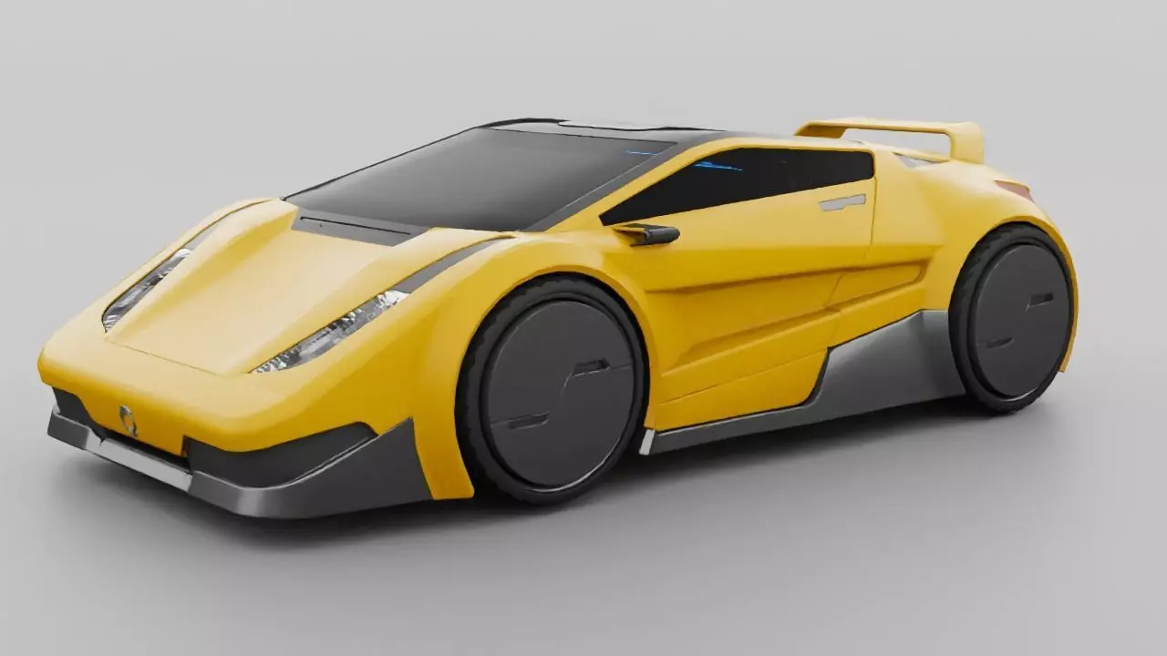 Super car  rigged vehicle 3D model_0