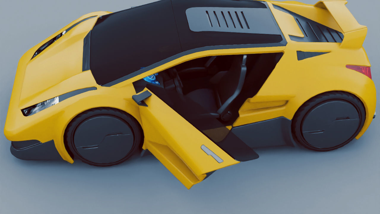 Super car  rigged vehicle 3D model_11