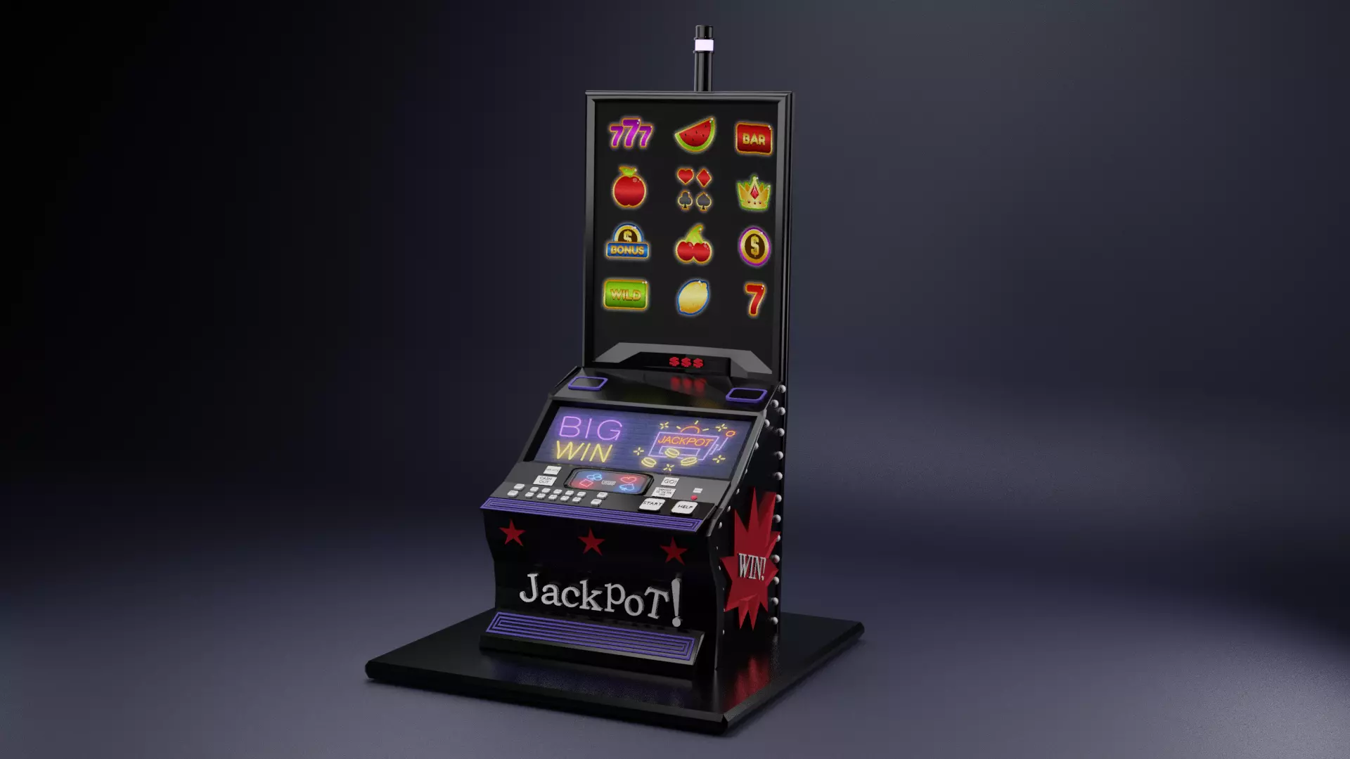 Low poly slot machine 2 Low-poly 3D model