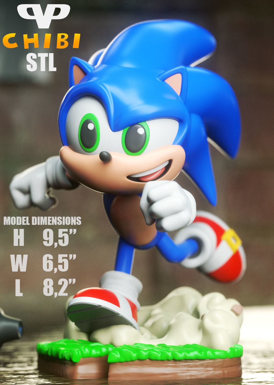 Sonic Chibi STL for 3D Printing ChibiSTL 3DXM 3D print model_1