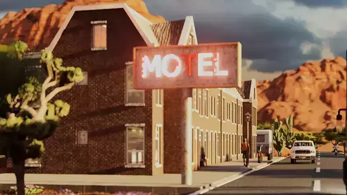 Motel Building Low-poly 3D model
