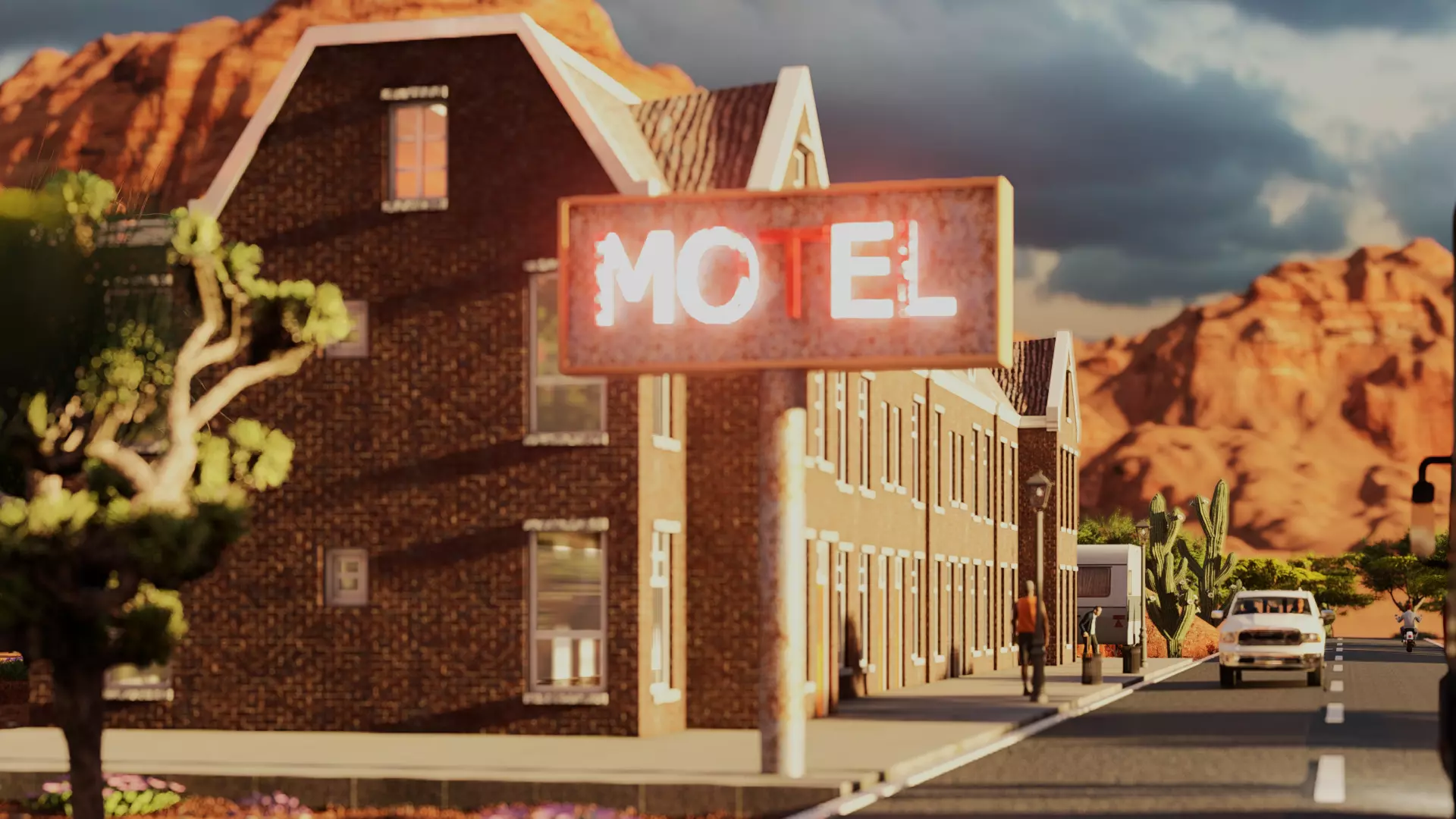 Motel Building Low-poly 3D model