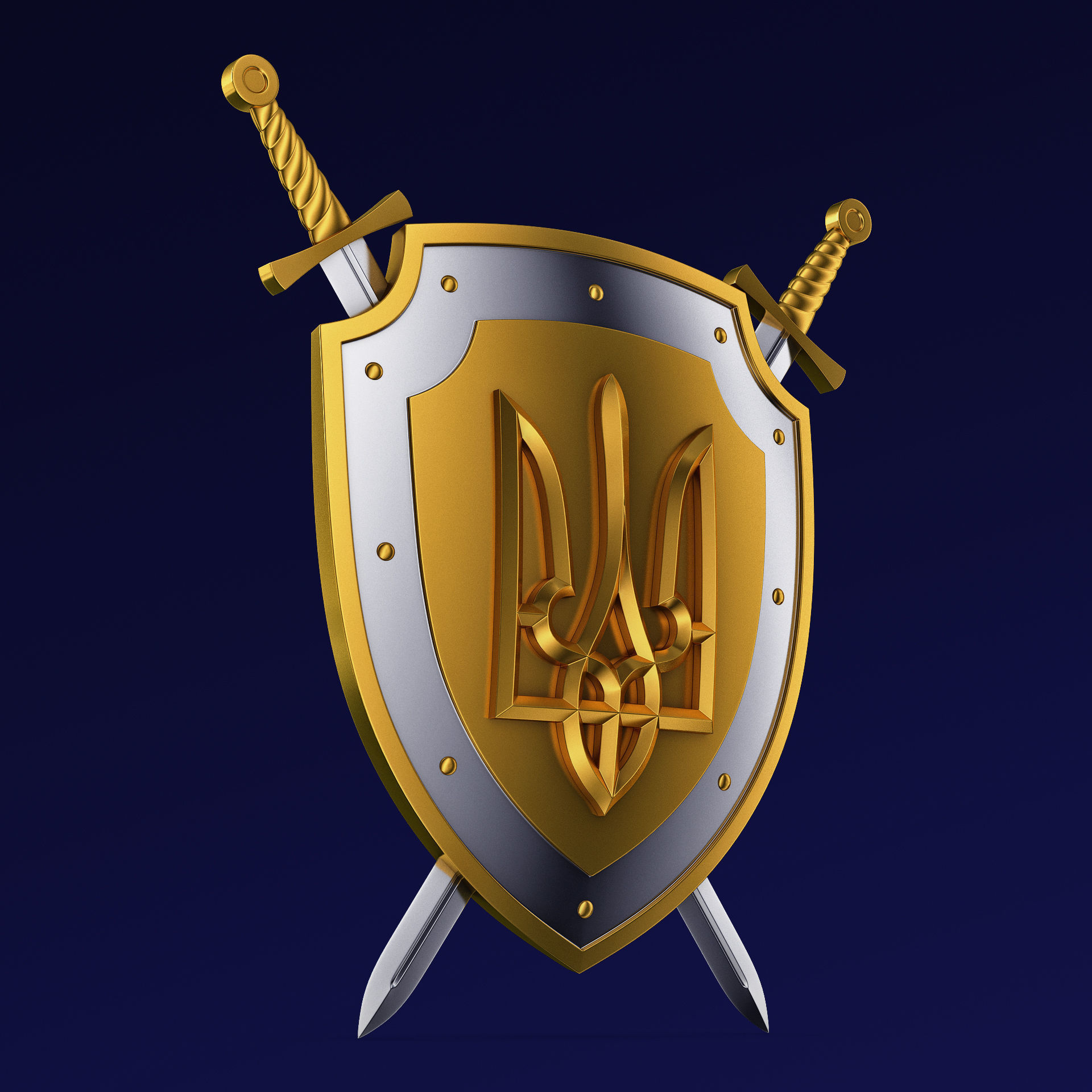 Coat of Arms of Ukraine M 1 3D model_5