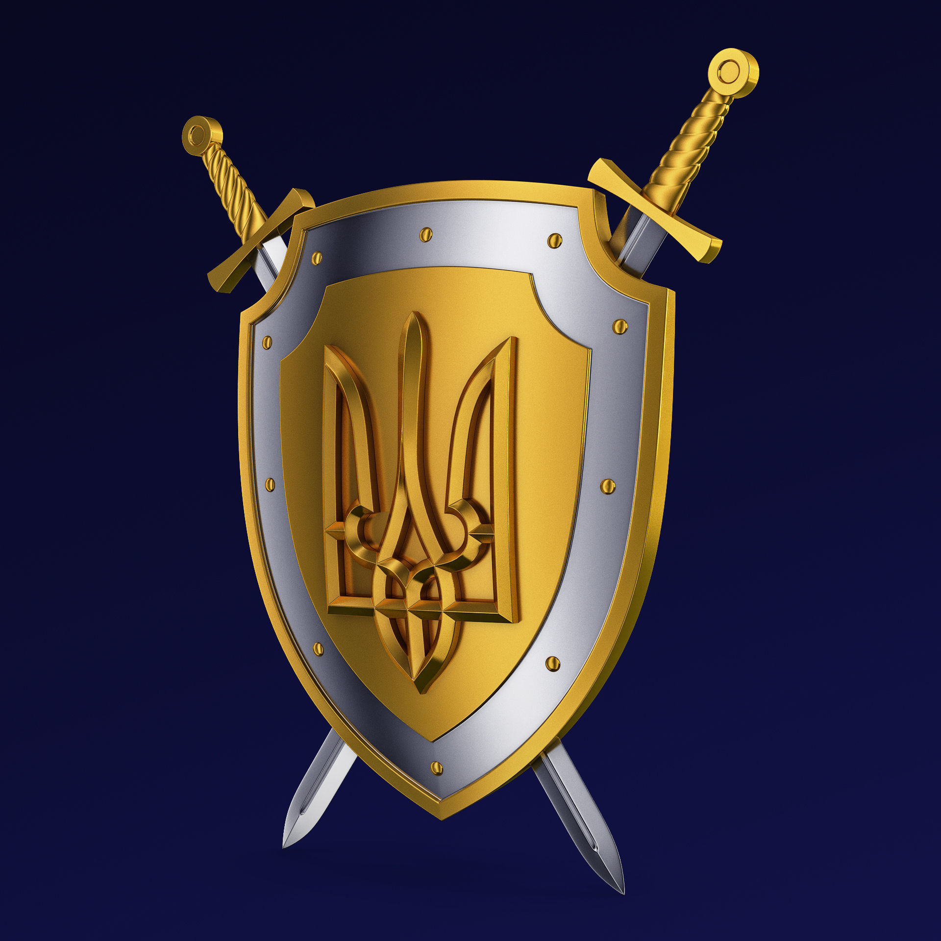 Coat of Arms of Ukraine M 1 3D model_3