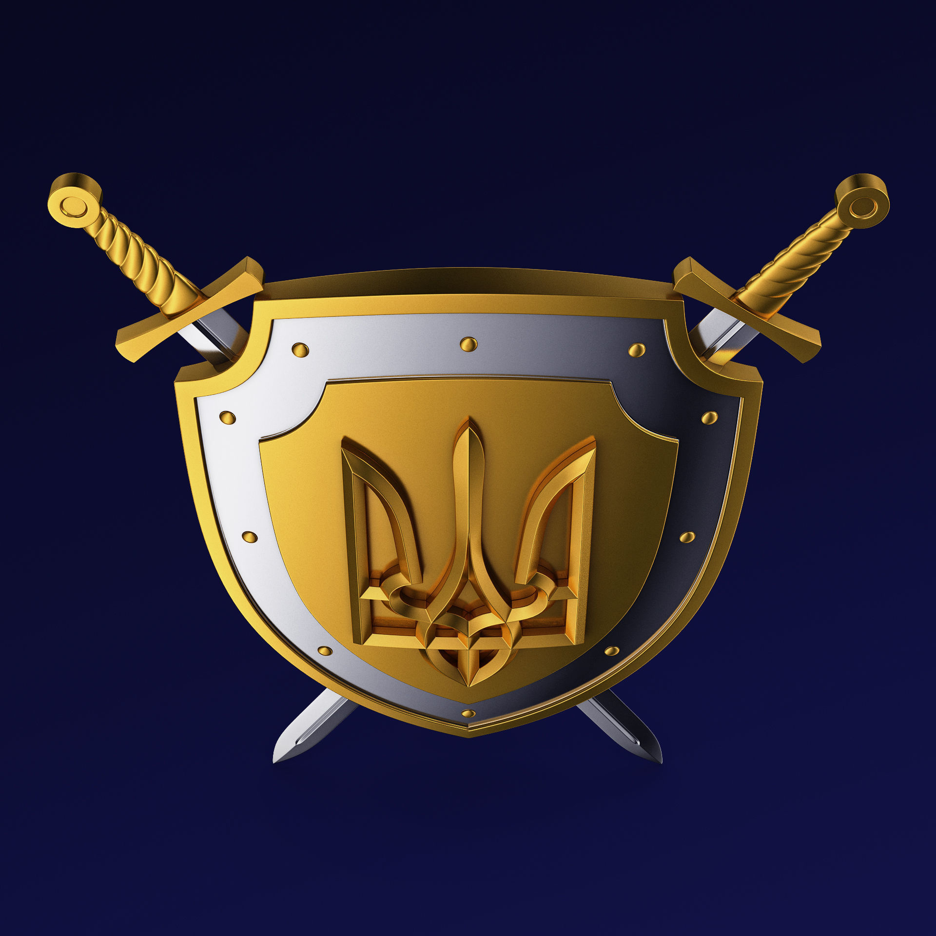 Coat of Arms of Ukraine M 1 3D model_2