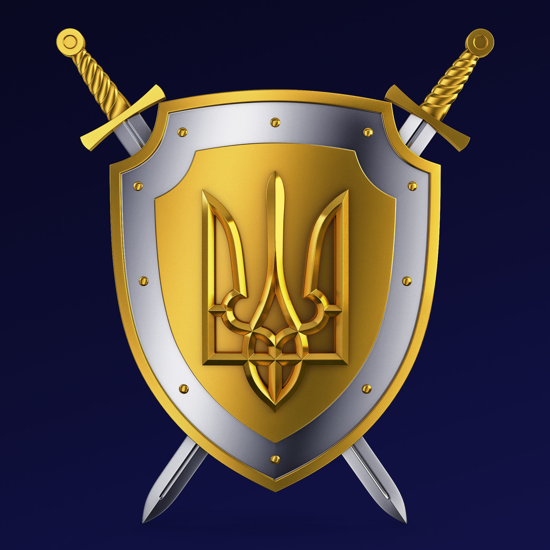 Coat of Arms of Ukraine M 1 3D model_1