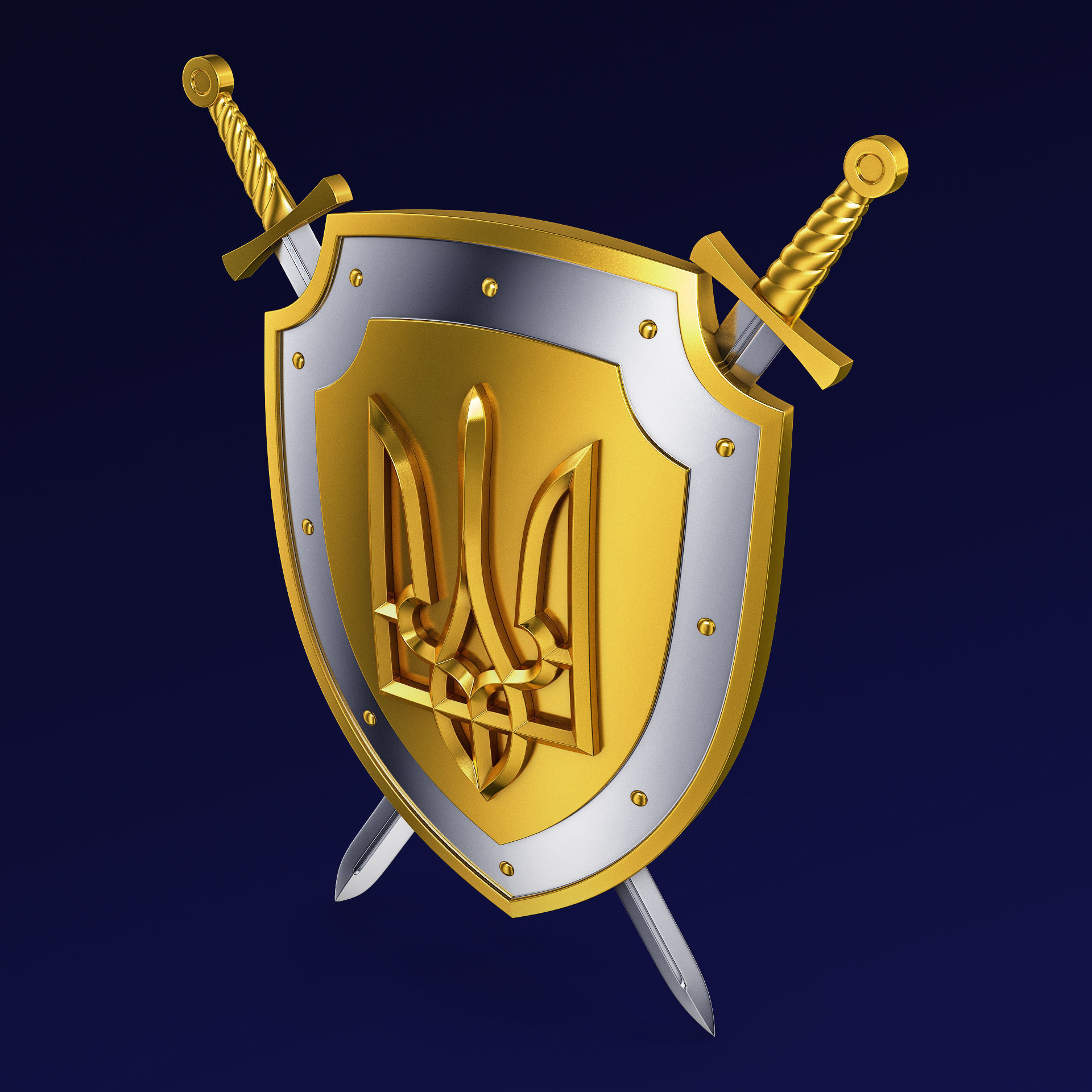 Coat of Arms of Ukraine M 1 3D model_4