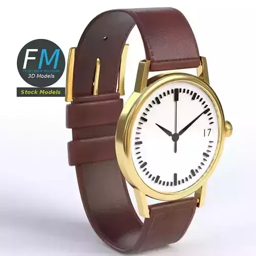 Wrist watch with leather watchstrap 2