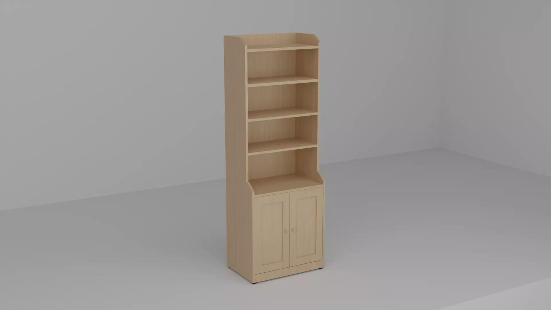 Bookshelf Lowpoly tall bookcase in beech 3D model_0
