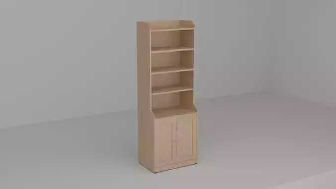 Bookshelf Lowpoly tall bookcase in beech
