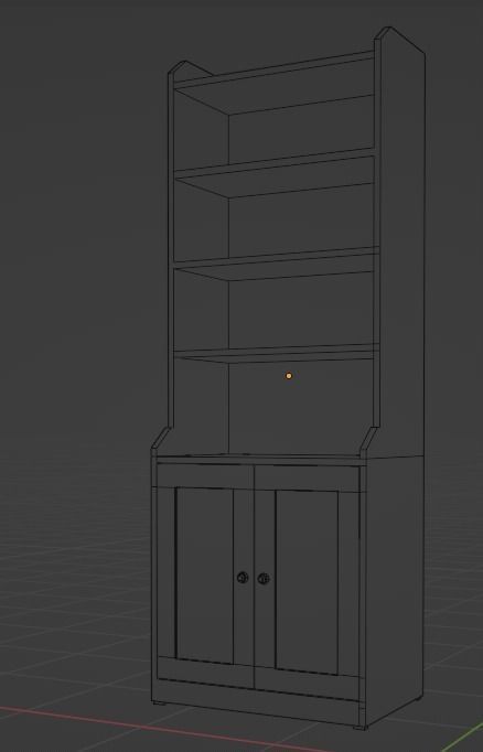 Bookshelf Lowpoly tall bookcase in beech 3D model_2