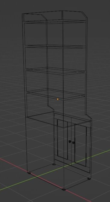 Bookshelf Lowpoly tall bookcase in beech 3D model_3