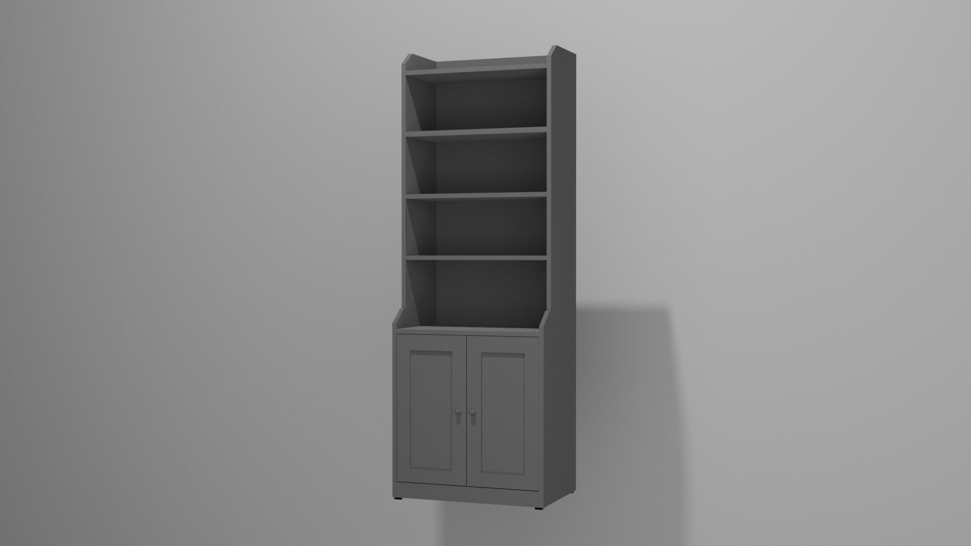 Bookshelf Lowpoly tall bookcase in beech 3D model_1