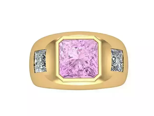 YG PK ST 3 Stone Ring