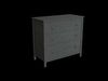 Furniture 3-drawer Chest Dark Grey  Low-poly 3D model_1
