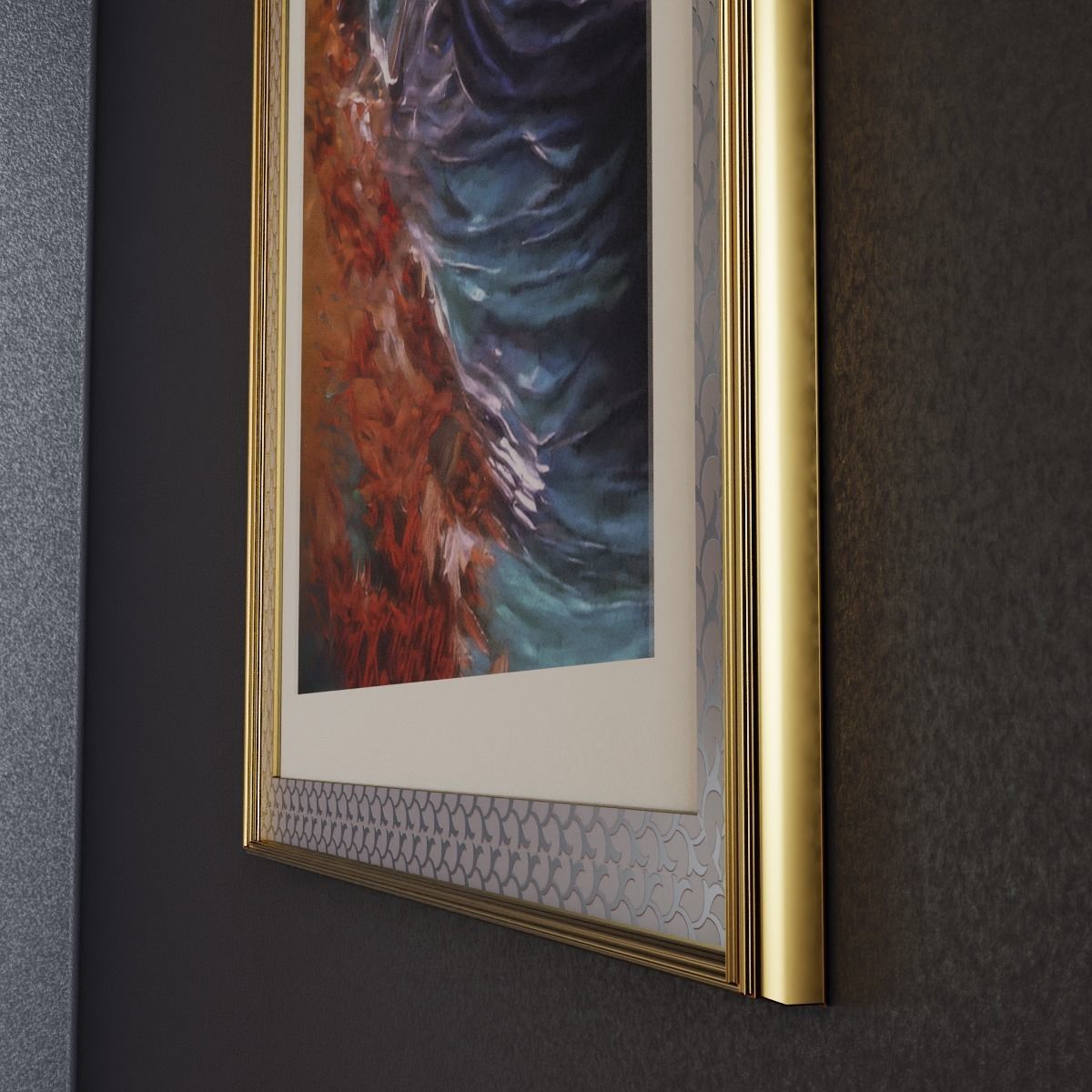 Framed Abstract Artwork 1 Low-poly 3D model_1