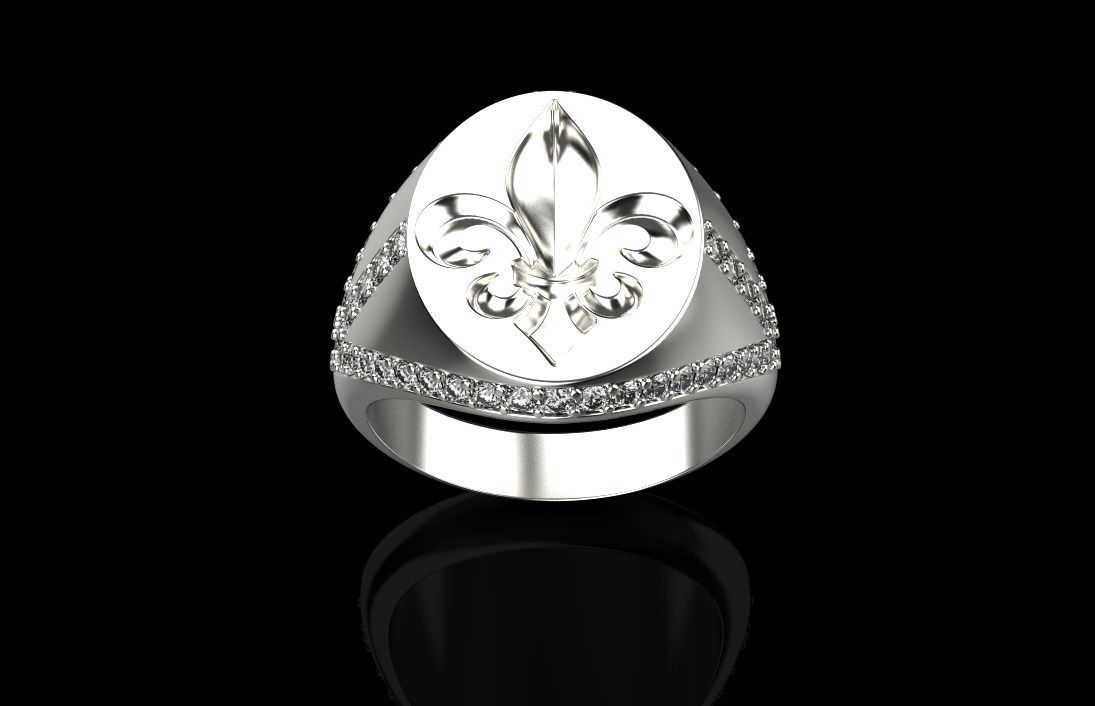 ring with stones and fleur-de-lis 3D print model_15