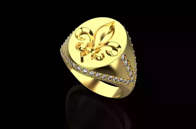 ring with stones and fleur-de-lis