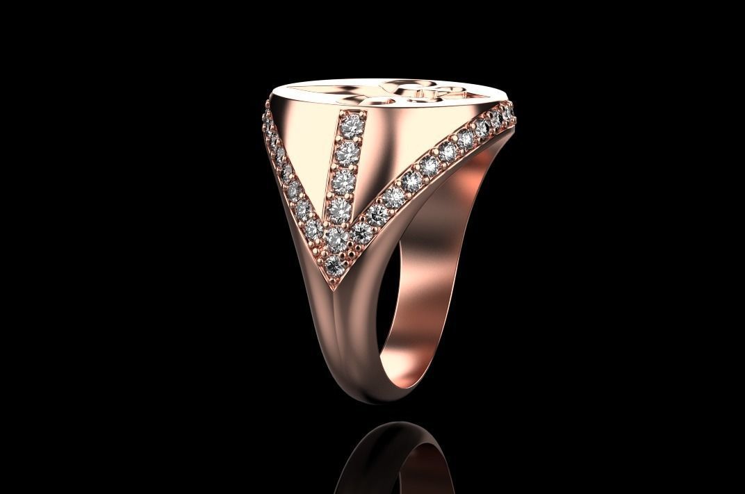 ring with stones and fleur-de-lis 3D print model_18