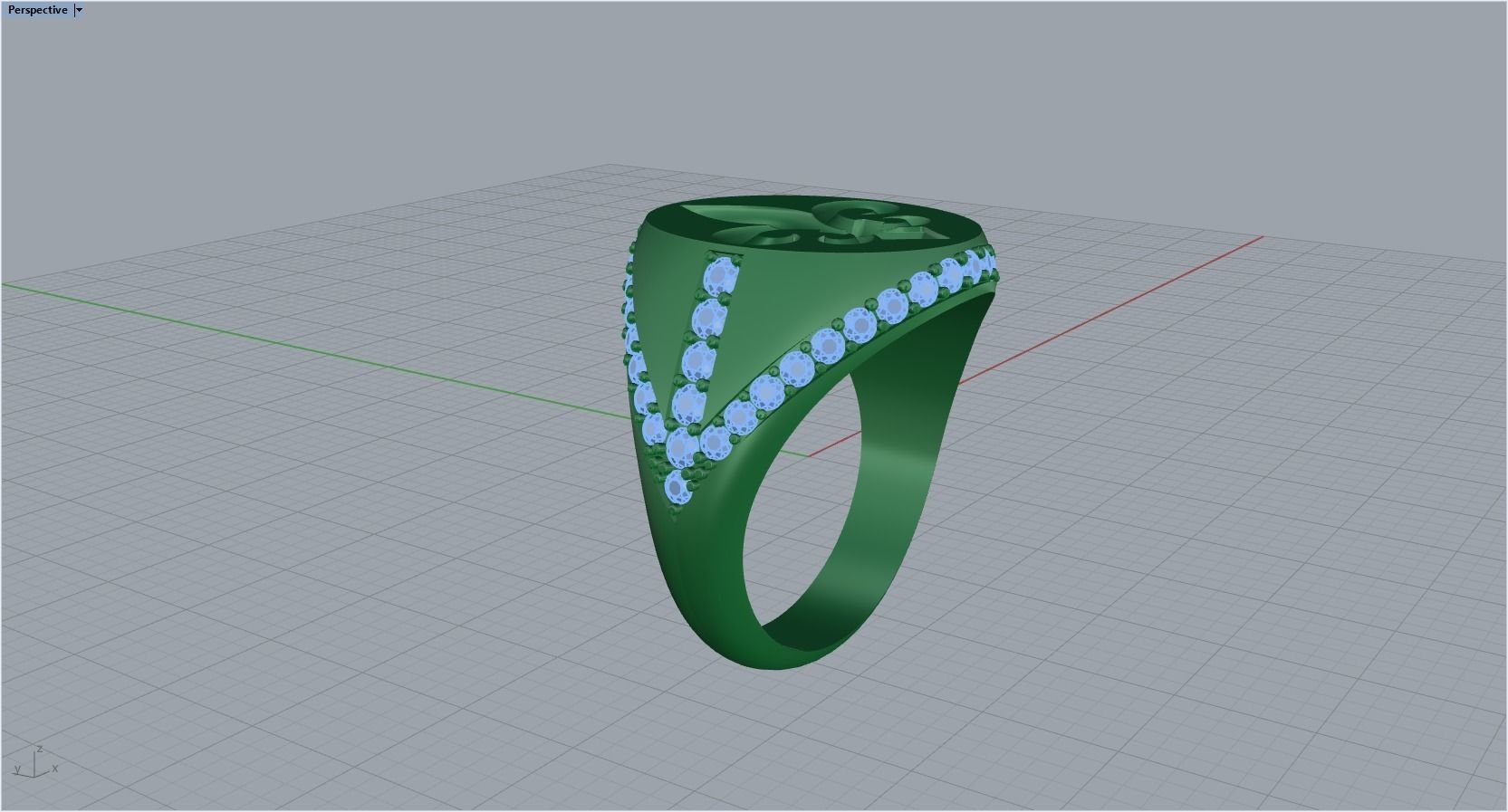 ring with stones and fleur-de-lis 3D print model_22