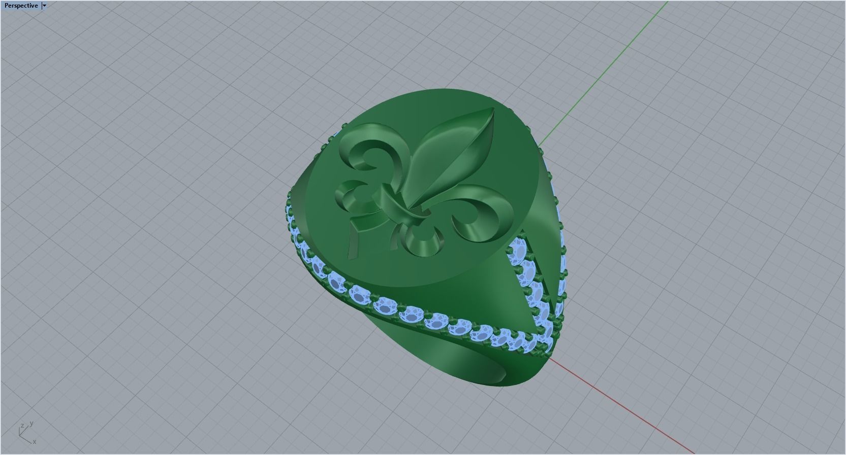 ring with stones and fleur-de-lis 3D print model_21