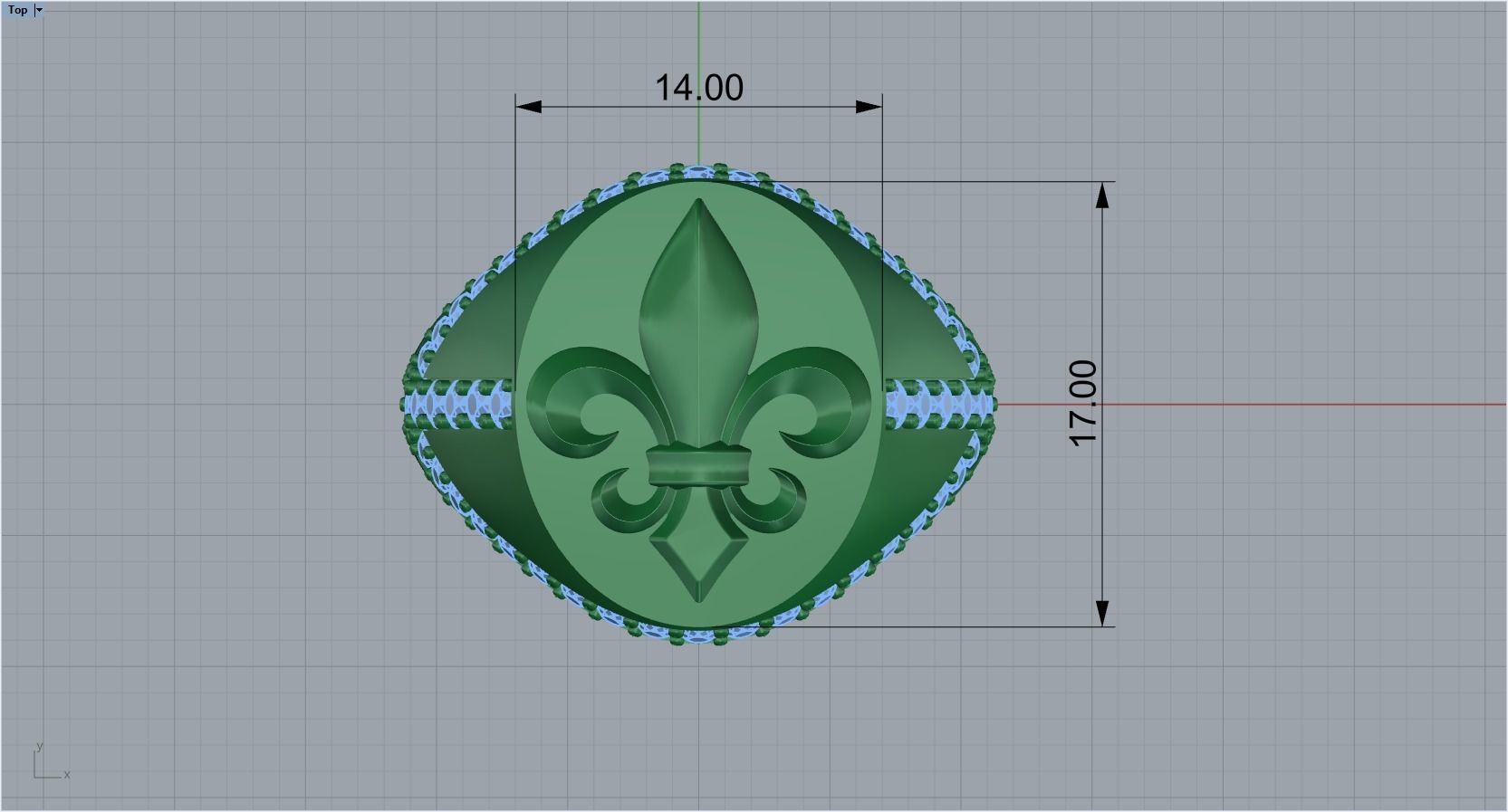 ring with stones and fleur-de-lis 3D print model_1