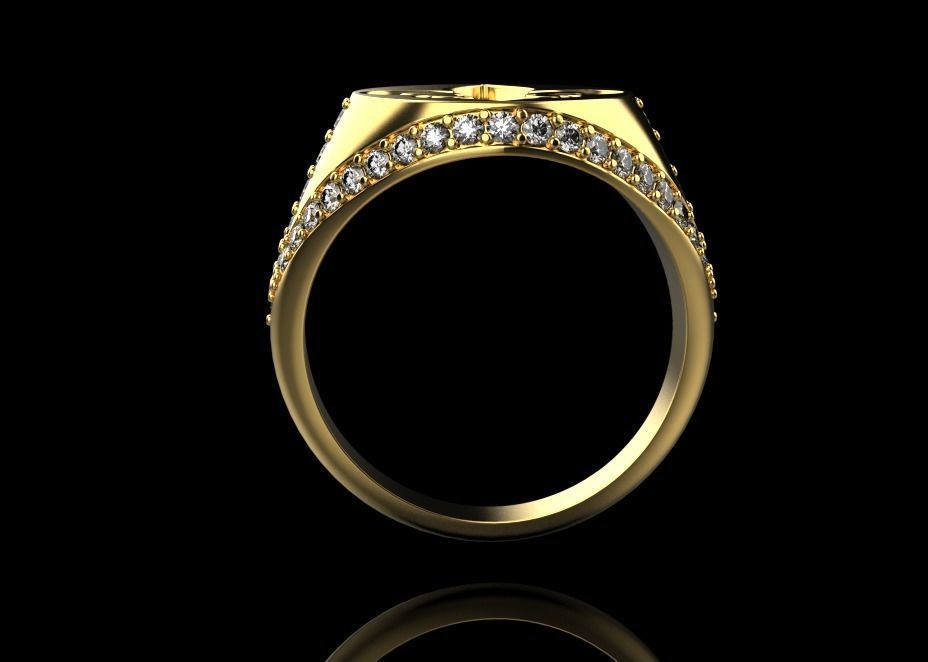 ring with stones and fleur-de-lis 3D print model_9