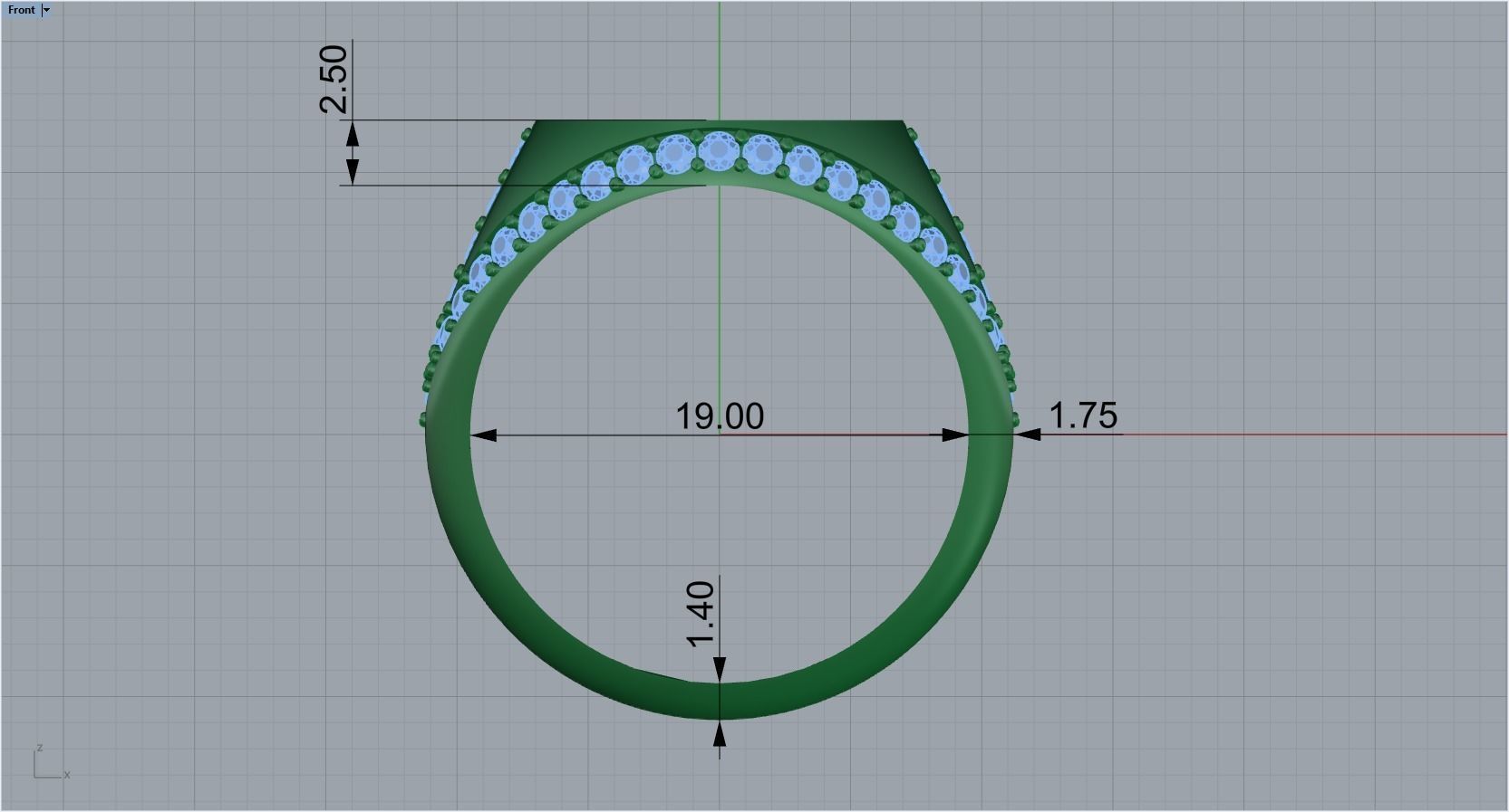 ring with stones and fleur-de-lis 3D print model_2