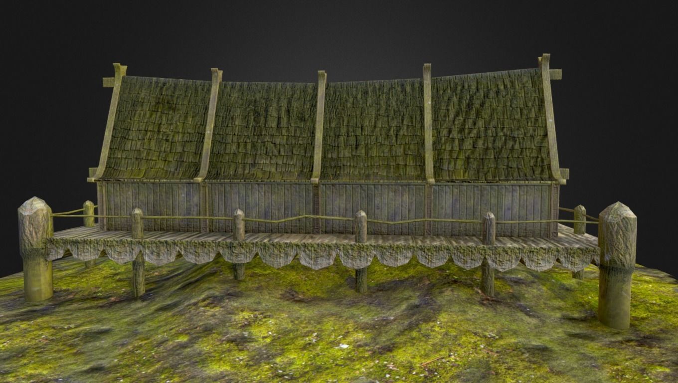 Ancient Viking Longhouse Low-poly 3D model_7