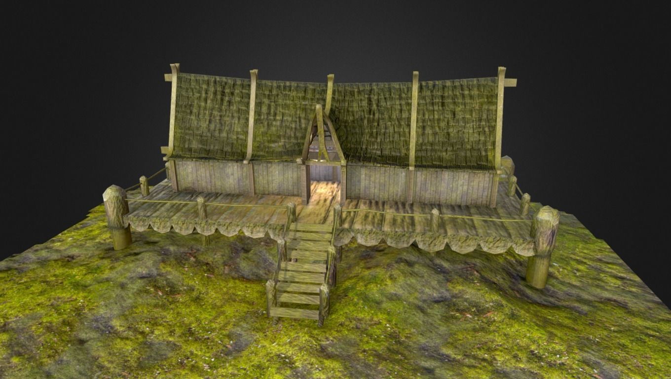 Ancient Viking Longhouse Low-poly 3D model_5