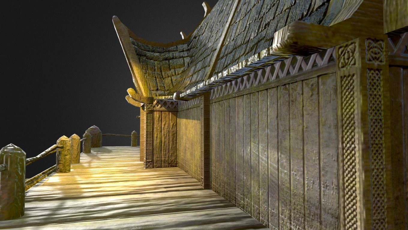 Ancient Viking Longhouse Low-poly 3D model_11