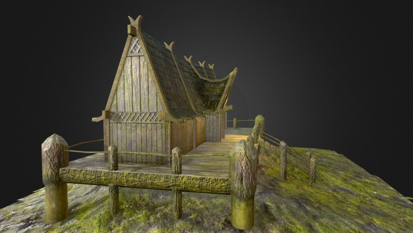 Ancient Viking Longhouse Low-poly 3D model_6