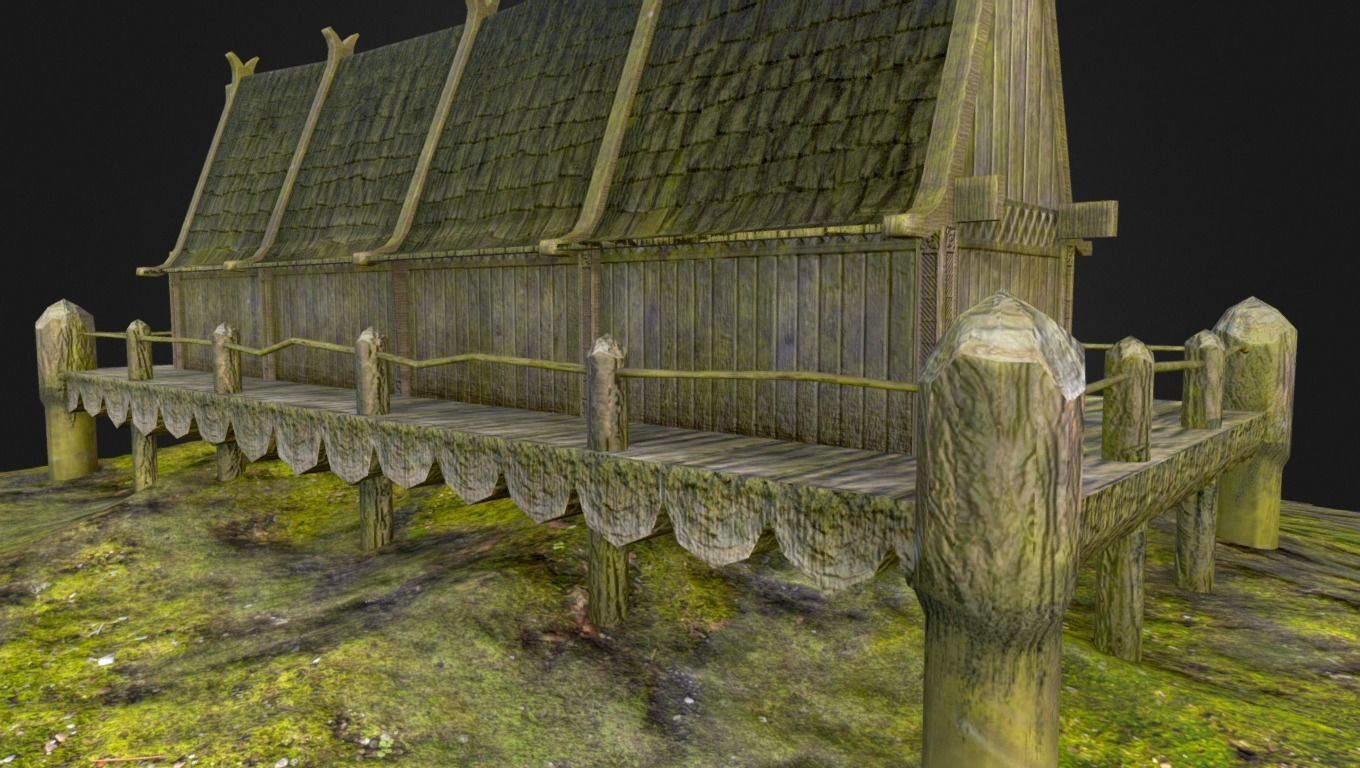 Ancient Viking Longhouse Low-poly 3D model_3